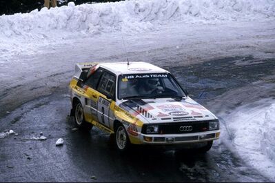 Walter Röhrl - Christian Geistdörfer
53º Rallye Automobile de Monte-Carlo 1985. Audi Sport Quattro S1 (IN-NL 8). Clasificado 2º.

Del 26 de Enero al 1 de Febrero, Monte-Carlo.
Superficie: asfalto -nieve.

El Rally tenía un total de 3999.00 km de los que 851.10 km divididos en 34 tramos eran especiales (1 de ellos fue cancelado SS17 ).

Tomaron la salida 117 equipos, finalizaron 68.@
Palabras clave: Walter_Röhrl;Audi;Sport;Quattro;Montecarlo;Grupo_B;1985