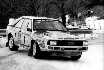 Stig Blomqvist - Bjorn Cederberg
53º Rallye Automobile de Monte-Carlo 1985. Audi Sport Quattro S1 (IN-NM 57). Clasificado 4º.

Del 26 de Enero al 1 de Febrero, Monte-Carlo.
Superficie: asfalto - nieve.

El Rally tenía un total de 3999 km de los que 852 km divididos en 34 tramos eran especiales (1 de ellos fue cancelado SS17).

Tomaron la salida 117 equipos, finalizaron 68.@
Palabras clave: Stig_Blomqvist;Audi;Quattro;Montecarlo;Sport;Grupo_B;1985