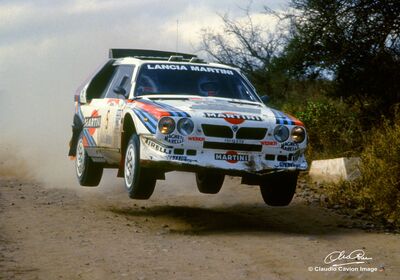 Massimo "Miki" Biasion - Tiziano Siviero
6º Marlboro Rally de Argentina 1986. Lancia Delta S4 (TO 73073E). Clasificado 1º.

Del 6 al 9 de Agosto, Buenos Aires - Cordoba, Argentina.
Superficie: tierra.

El Rally tenia un total de 2072.00 km de los que 624.35 km divididos en 27 tramos eran especiales, (una de ellas fue cancelada SS19 Tanti - Cuchilla Nevada de 30.59 km).

Tomaron la salida 150 equipos, finalizaron 50.

© Claudio Cavion
@@
Palabras clave: Miki_Biasion;Lancia;Delta;Argentina;Grupo_B;1986
