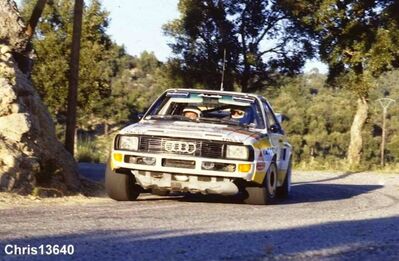 Bernard Darniche - Alain Mahé
30º Rallye du Var. Audi Sport Quattro S1. Abandonó por el cable del acelerador.

Del 23 al 25 de Noviembre, Sainte-Maxime, 
Superficie: asfalto.

Desconocemos de cuantos kilómetros tanto totales como cronometrados constaba la prueba.

Tomaron la salida 189 equipos, finalizaron 90.@
Palabras clave: ;Audi;Sport;Quattro;Grupo_B;Var;1984