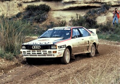 Bernard Darniche - Alain Mahé
5º Rallye Terre de Provence 1984. Audi Quattro A2 (7149 RR 74). Abandonó, desconocemos el motivo.

Del 18 al 19 de Mayo, Digne, Francia.
Superficie: tierra.

Desconocemos de cuantos kilómetros tanto totales como especiales tenia la prueba.

Tomaron la salida 102 equipos, finalizaron 62.@
Palabras clave: ;Audi;Quattro;Grupo_B;Provence;Francia;1984