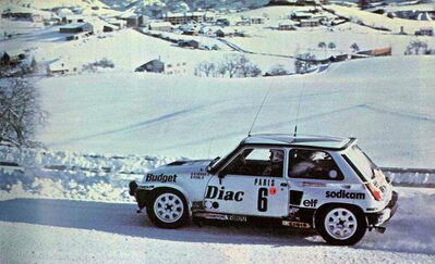 Jean-Luc Thérier - Michel Vial
52º Rallye Automobile de Monte-Carlo 1984. Renault 5 Turbo Tour de Corse (21 QV 28). Clasificado 4º.

Del 21 al 27 de Enero, Monte-Carlo.
Superficie: asfalto - nieve.

El Rally tenia un total de 3328.90 km de los que 753.20 km divididos en 30 tramos eran especiales, (4 de ellas fueron cancxeladas SS3 St Jean en Royans de 39 Km, SS11 Les Savoyons - Sigoyer de 32 Km, SS12 Pont sur Barrage du Sautet de 18,40 Km, SS13 Chateau d'Ancelle - La Batie Neuve de 11,20 Km).

Se inscribieron 222 equipos, tomaron la salida 209, finalizaron 120.@
Palabras clave: ;Renault;Turbo;Montecarlo;1984;nieve;Grupo_B