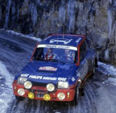 Bruno Saby - Jean-Marc Andrié
52º Rallye Automobile de Monte-Carlo 1984. Renault 5 Turbo (6711 WE 38). Abandonó por accidente quedando clasificado el 83º.

Del 21 al 27 de Enero, Monte-Carlo.
Superficie: asfalto - nieve.

El Rally tenia un total de 3328.90 km de los que 753.20 km divididos en 30 tramos eran especiales, (4 de ellas fueron cancxeladas SS3 St Jean en Royans de 39 Km, SS11 Les Savoyons - Sigoyer de 32 Km, SS12 Pont sur Barrage du Sautet de 18,40 Km, SS13 Chateau d'Ancelle - La Batie Neuve de 11,20 Km).

Se inscribieron 222 equipos, tomaron la salida 209, finalizaron 120.@
Palabras clave: ;Renault;Turbo;Grupo_B;Montecarlo;1984
