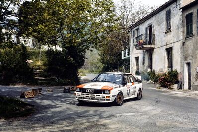 Michèle Mouton - Fabrizia Pons
27º Tour de Corse - Rallye de France 1983. Audi Quattro A2 (IN-NT 49). Abandonó por fuego en SS27 Zigliara - Arguista 2 de 28.60 Km.

Del 5 al 7 de Mayo, Ajaccio, Córcega, Francia.
Superficie: asfalto.

El Rally tenia un total de 1715.10 km de los que 1066.10 km divididos en 32 tramos eran especiales.

Tomaron la salida 178 equipos, finalizaron 57.@
Palabras clave: Michele_Mouton;Corcega;Audi;Quattro;Grupo_B;1983;Corse