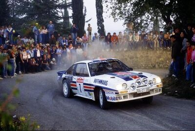 Henri Toivonen - Fred Gallagher
25º Rally Sanremo 1983. Opel Manta 400 (GG-CT 310). Clasificado 4º.

Del 2 al 7 de Octubre, Sanremo, Liguria, Imperia, Italia.
Superficie: Asfalto - Grava.

El Rally tenia un total de 2695.00 km de los que 775.89 km divididos en 58 tramos, eran especiales.

Tomaron la salida 97, finalizaron 36.@
Palabras clave: Henri_Toivonen;Opel;Manta;Grupo_B;Sanremo;1983