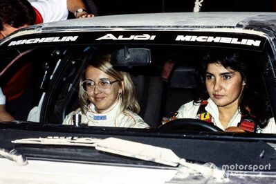 Michèle Mouton - Fabrizia Pons
25º Rallye San Remo 1983. Audi Quattro A2 (IN-NL 12). Clasificada 7ª.

Del 2 al 7 de Octubre, Sanremo, Liguria, Imperia, Italia.
Superficie: Asfalto - tierra

El Rally tenia un total de 2695.00 km de los que 775.89 km divididos en 58 tramos, eran especiales.

Se inscribieron 97 equipos, tomaron la salida 97, finalizaron 36.@
Palabras clave: Michele_Mouton;Sanremo;Audi;Quattro;Grupo_B;1983;Mujeres;Womens;Personajes