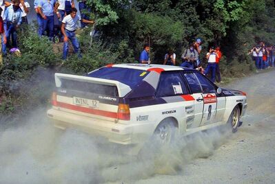 Michèle Mouton - Fabrizia Pons
25º Rallye San Remo 1983. Audi Quattro A2 (IN-NL 12). Clasificada 7ª.

Del 2 al 7 de Octubre, Sanremo, Liguria, Imperia, Italia.
Superficie: Asfalto - tierra

El Rally tenia un total de 2695.00 km de los que 775.89 km divididos en 58 tramos, eran especiales.

Se inscribieron 97 equipos, tomaron la salida 97, finalizaron 36.@
Palabras clave: Michele_Mouton;Sanremo;Audi;Quattro;Grupo_B;1983;Mujeres;Womens
