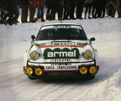 Bernard Béguin - Jean-Jacques Lenne
48º Rallye Automobile de Monte-Carlo 1980. Porsche 911 SC (3587 UV 38). Abandonó por accidente en SS19 St Geniez - Le Planas de 35.00 km.

Del 19 al 25 de Enero, Monte-Carlo.
Superficie: asfalto - nieve.

El Rally tenia un total de 3063.30 km de los que 695.30 km divididos en 33 tramos eran especiales, (4 de ellas fueron canceladas SS17 Pont du Fosse - Romette de 21 Km, SS20 Col du Corobin de 15 Km, SS32 Pont des Miolans - St Auban 2 de 24 Km y SS33 Roquesteron - Boyon 3 de 18 Km).

Se inscribieron 255 equipos, tomaron la salida 237, finalizaron 88.@
Palabras clave: ;Porsche;SC;Montecarlo;nieve;1980