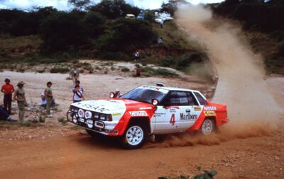 Shekhar Mehta - Rob Combes
33º Marlboro Safari Rally 1985. Nissan 240RS. Abandonó por accidente.

Del 4 al 8 de Abril, Nairobi, Kenya, África.
Superficie: tierra.

El Rally tenia un total de 5167.6 km con 88 controles horarios.

Tomaron la salida 71 equipos, finalizaron 20.@
Palabras clave: Shekhar_Mehta;Nissan;Grupo_B;1985
