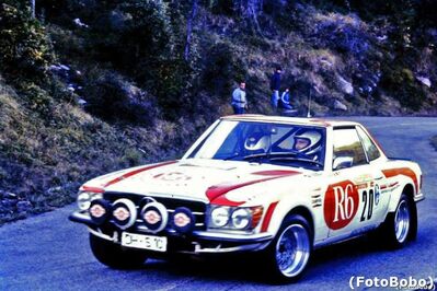 Holger Bohne - Peter Diekman
23º Rally de Sanremo 1981. Mercedes Benz 500SL. Abandonó por la suspensión en SS1 Colle d'Oggia 1.

Del 5 al 10 de Octubre, Sanremo, Imperia, Liguria, Italia.
Superficie: asfalto - tierra.

El Rally tenia un total de 2792.00 km de los que 751.06 km divididos en 61 tramos eran especiales, (2 de ellas fueron canceladas SS51 Upega de 12.35 km y SS56 San Romolo de 34.95 km).

Tomaron la salida 63 equipos, finalizaron 27.

© Alberto Anam
@
Palabras clave: Mercedes;Benz;Sanremo;1981