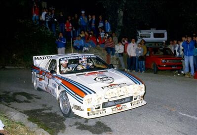 Markku Alén - Ilkka Kivimaki
26º Rallye San Remo 1984. Lancia Rally 037 (TO W67769). Abandonó por motor (biela) en SS27 Montepescini 2 de 10,69 Km.

Del 30 de Septiembre al 5 de Octubre, Sanremo, Liguria, Imperia, Italia.
Superficie: asfalto -tierra.

El Rally tenia un total de 2546.29 km de los que 807.69 km divididos en 56 tramos eran especiales (2 de ellas fueron canceladas SS7 Sante Luce de 12,30 km y SS26 Chiusdino 2 de 17,41 Km).

Se inscribieron 104 equipos, tomaron la salida 100, finalizaron 35.@
Palabras clave: Markku_Alen;Lancia;Grupo_B;Sanremo;1984