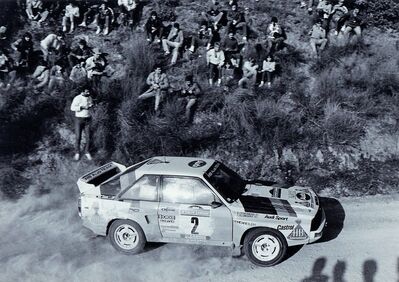 Stig Blomqvist - Björn Cederberg
26º Rallye Sanremo 1984. Audi Sport Quattro S1 (IN-NT 2). Abandonó por motor en SS41 Ghizzano 2 de 13,20 km.

Del 30 de Septiembre al 5 de Octubre, Sanremo, Liguria, Imperia, Italia.
Superficie: asfalto -tierra.

El Rally tenia un total de 2546.29 km de los que 807.69 km divididos en 56 tramos eran especiales, (2 de ellas fueron canceladas SS7 Sante Luce de 12,30 km y SS26 Chiusdino 2 de 17,41 Km).

Se inscribieron 104 equipos, tomaron la salida 100, finalizaron 35.@
Palabras clave: Stig_Blomqvist;Audi;Sport;Quattro;Sanremo;1984;Grupo_B