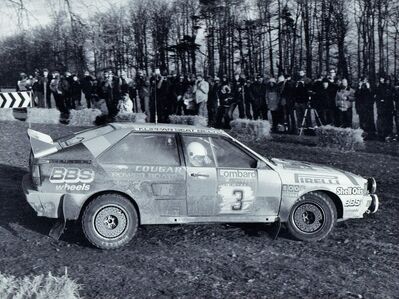Hannu Mikkola - Arne Hertz
33º Lombard RAC Rally 1984. Audi Quattro A2 (44 CMN). Clasificado 2º.
Audi Sport UK

Del 25 al 29 de Noviembre, Chester, Cheshire, Inglaterra, Reino Unido.
Superficie: tierra.

El Rally tenia un total de 3232.00 km de los que 868.54 km divididos en 56 tramos eran especiales.

Se inscribieron 124 equipos, tomaron la salida 119, finalizaron 52.@
Palabras clave: Audi;Quattro;Grupo_B;Gran_Bretaña;RAC_Rally;Inglaterra