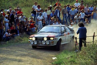 Michèle Mouton - Fabrizia Pons
24º Rally de San Remo 1982. Audi Quattro (IN-NU 84). Clasificada 4ª.

Del 3 al 9 de Octubre, Sanremo, Imperia, Liguria, Italia.
Superficie: asfalto - tierra.

El Rally tenia un total de 2663 km de los que 735.44 km divididos en 56 tramos eran especiales.

Tomaron la salida 90 equipos, finalizaron 27.@
Palabras clave: Michele_Mouton;Audi;Quattro;Grupo_B;Sanremo;1982;mujeres;Womens