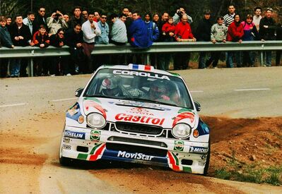 Didier Auriol - Denis Giraudet
35º Rallye Catalunya - Costa Brava - Rallye de España 1999. Toyota Corolla WRC (K-AM 941). Clasificado 2º.
Toyota Castrol Team

Del 19 al 21 de Abril, Lloret de Mar, Girona, Catalunya, España.
Superficie: asfalto.

El Rally tenia un total de 1713.31 km de los que 396.01 km divididos en 19 tramos eran especiales.

Se inscribieron 109 equipos, tomaron la salida 109, finalizaron 56.@
Palabras clave: Didier_Auriol;Catalunya;España;Spain;Toyota;Corolla;WRC;1999