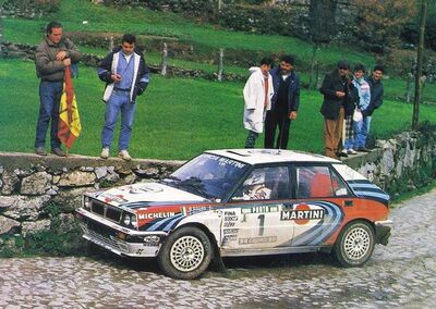 Miki Biasion - Tiziano Siviero
25º Rallye de Portugal - Vinho do Porto 1991. Lancia Delta Integrale 16V (TO 11982R). Clasificado 3º.
Martini Lancia

Del 5 al 9 de Marzo, Portugal.
Superficie: asfalto - tierra.

El Rally tenia un total de 2041.26 Km de los que 564.20 Km divididos en 38 tramos eran especiales (2 de ellos fueron cancelados SS2 Gradil de 9 Km y SS28 Viseu de 29.90 Km).

Se inscribieron 106 equipos, tomaron la salida 95, finalizaron 28.@
Palabras clave: Miki_Biasion;Lancia;Delta;Integrale;Portugal;1991