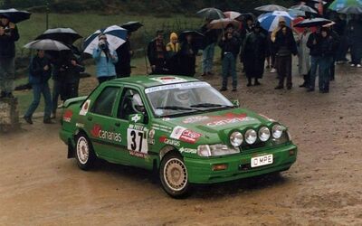 Fernando Capdevila - Alfredo RodrI­guez
25º Rallye de Portugal - Vinho do Porto 1991. Ford Sierra RS Cosworth 4x4 (10 MPE). Clasificado 13º.

Del 5 al 9 de Marzo, Portugal.
Superficie: asfalto - tierra.

El Rally tenia un total de 2041.26 Km de los que 564.20 Km divididos en 38 tramos eran especiales (2 de ellos fueron cancelados SS2 Gradil de 9 Km y SS28 Viseu de 29.90 Km).

Se inscribieron 106 equipos, tomaron la salida 95, finalizaron 28.@
Palabras clave: Ford;Sierra;Cosworth;Portugal;1991