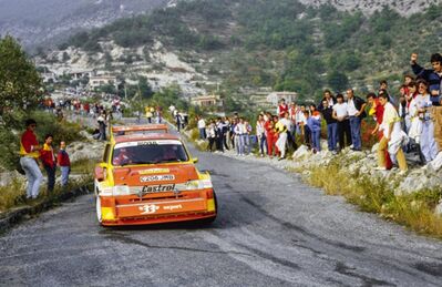 Didier Auriol - Bernard Occelli
21º Rallye International d'Antibes 1986. MG Metro 6R4 (C206 JMB). Clasificado 1º.

Del 9 al 12 de Octubre, Antibes, - Juan-les-Pins, Costa Azul, Francia.
Superficie: asfalto.

El Rally tenia un total de 1171.00 km de los que 402.62 km divididos en dos etapas y 25 tramos, eran especiales. (Uno de ellos fue suspendido, SS1 Tanneron - Pont de Pré-Claou de 11.40 km).

Tomaron la salida 133 equipos, finalizaron 70.

Foto 1 de 2
@
Palabras clave: Didier_Auriol;MG;Metro;Antibes;1986;Grupo_B