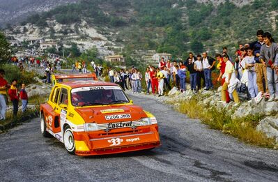 Didier Auriol - Bernard Occelli
21º Rallye International d'Antibes 1986. MG Metro 6R4 (C206 JMB). Clasificado 1º.

Del 9 al 12 de Octubre, Antibes, - Juan-les-Pins, Costa Azul, Francia.
Superficie: asfalto.

El Rally tenia un total de 1171.00 km de los que 402.62 km divididos en dos etapas y 25 tramos, eran especiales. (Uno de ellos fue suspendido, SS1 Tanneron - Pont de Pré-Claou de 11.40 km).

Tomaron la salida 133 equipos, finalizaron 70.

Foto 2 de 2
@
Palabras clave: Didier_Auriol;MG;Metro;Antibes;1986;Grupo_B