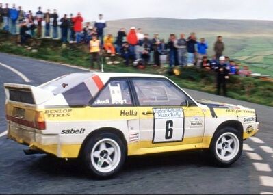 Malcolm Wilson - Nigel Harris
23º Tudor Webasto Manx International Rally 1985. Audi Sport Quattro S1 (IN-NC 25). Abandonó por accidente en SS20.

Del 11 al 14 de Octubre, Douglas, Isla de Man.
Superficie: asfalto.

El Rally tenía 646.27 km cronometrados divididos en 47 tramos especiales.

Tomaron la salida 109 equipos, finalizaron 54.@
Palabras clave: ;Audi;Sport;Quattro;Grupo_B;Manx;1985