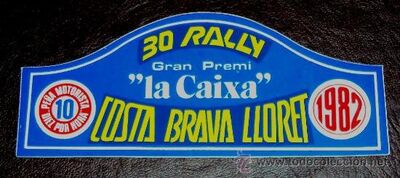30º Rally Costa Brava 1982
Del 18 al 21 de Febrero, Lloret de Mar, Girona, Catalunya, España.
Superficie: asfalto - tierra.

El Raly tenía un total de 470.23 km cronometrados divididos en 2 etapas y 39 tramos especiales.

Tomaron la salida 71 equipos, finalizaron 26.
Palabras clave: Costa_Brava;1982;Catalunya;Spain;España