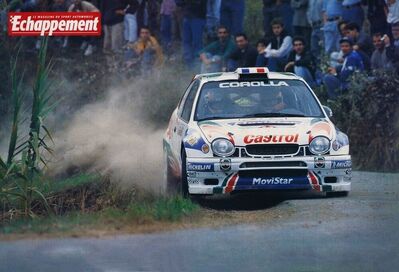Didier Auriol - Denis Giraudet
41º Rallye Sanremo - Rallye d'Italia 1999. Toyota Corolla WRC (K-AM 8020). Clasificado 3º.
Toyota Castrol Team

Del 11 al 13 de Octubre, Sanremo, Liguria, Imperia, Italia.
Superficie: asfalto.

El Rally tenia un total de 1384.58 Km de los que 384.88 Km divididos en 18 tramos, eran especiales.

Se inscribieron 124 equipos, tomaron la salida 119, finalizaron 55.@
Palabras clave: Sanremo;Toyota;Corolla;WRC;1999