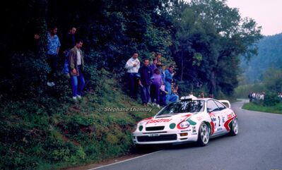 Juha Kankkunen - Nicky Grist
31º Rallye Catalunya - Costa Brava - Rallye de España 1995. Toyota Celica GT-Four "ST205" (K-AM 2390). Abandonó por accidente en SS16 Capafons de 28.90 Km.

Al finalizar el Rally el Equipo Toyota Castrol Team fue descalificado por manipular el turbo de sus coches.

Del 23 al 25 de Octubre, Lloret de Mar, Girona, Catalunya, España.
Superficie: asfalto.

El Rally tenia un total de 1663.71 km de los que 474.35 km divididos en 23 tramos eran especiales.

Tomaron la salida 81 equipos, finalizaron 42.

© Stéphane Lhonnay
@
Palabras clave: ;Toyota;Celica;Catalunya;España;Spain;1995