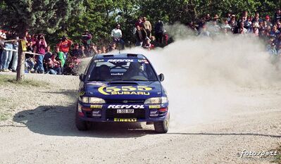 Carlos Sainz Cenamor - Luís Moya
36º Rallye Sanremo - Rallye de Italia 1994. Subaru Impreza 555 (L555 REP). Clasificado 2º.

Del 9 al 13 de Octubre, Sanremo, Liguria, Imperia, Italia.
Superficie: asfalto - tierra.

El Rally tenia un total de 2160.40 km de los que 526.03 km divididos en 26 tramos eran especiales (una de ellas fue cancelada SS17 Roncola de 9.40 km).

Se inscribieron 94 equipos, tomaron la salida 92, finalizaron 40.

© Fotosport
@
Palabras clave: ;Luis_Moya;Subaru;Impreza;Sanremo;1994