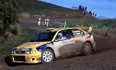 Toni Gardemeister - Paavo Lukander
29º Rally New Zealand 1999. Seat Cordoba WRC (B-7730-VG). Clasificado 3º.

Del 15 al 18 de Julio, Auckland, Manukau, Nueva Zelanda.
Superficie: tierra.

El Rally constaba de 3 etapas con un total de 1675.63 km de los que 399.84 km divididos en 27 tramos eran especiales.

Tomaron la salida 82 equipos, finalizaron 46.@
Palabras clave: Seat;Cordoba;WRC;Nueva_Zelanda;1999