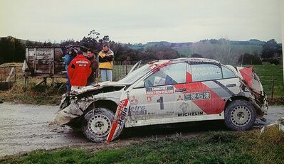 Tommi Mäkinen - Seppo Harjanne
27º Smokefree Rally New Zealand 1997. Mitsubishi Lancer Evo IV. Abandonó por vuelco en SS4 Parahi de 24.00 km.

Del 2 al 5 de Agosto, Manukau.
Superficie: tierra.

El Rally tenia un total de 1675.63 km de los que 395.99 km divididos en 24 tramos eran especiales.

Tomaron la salida 83 equipos, finalizaron 51.@
Palabras clave: ;Mitsubishi;Lancer;Nueva_Zelanda;1997;Crash
