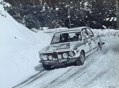 Guy Chasseuil - Christian Baron
42º Rallye Automobile de Monte-Carlo 1973. BMW 2002 TI (1728 EJ 69). Clasificado 24º.

Del 19 al 26 de Enero, Monte-Carlo.
Superficie: asfalto - nieve.

El Rally tenia un total de 4800 km de los que 456.50 km divididos en 18 tramos eran especiales (2 ellas fueron canceladas SS10 Col de la Porte de 18.25 Km y SS11 La Cabanette de 18.25Km).

Tomaron la salida 278 equipos, finalizaron 51.@
Palabras clave: Guy_Chasseuil;BMW;2002;Montecarlo;1973