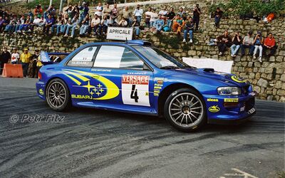 Simon Jean-Joseph - Jack Boyère
42º Rallye Sanremo - Rallye d'Italia 2000. Subaru Impreza S6 WRC '00 (W 24 SRT). Clasificado 7º.

Del 19 al 22 de Octubre, Sanremo.
Superficie: asfalto.

El Rally tenia un total de 1065.75 Km de los que 382.79 Km divididos en 17 tramos eran especiales (uno de ellos fue cancelado SS15 Langan 2 de 37.81 Km.

Se inscribieron 123 equipos, tomaron la salida 115, finalizaron 62.

© Petr Fitz
@@
Palabras clave: Subaru;Impreza;WRC;Sanremo;2000