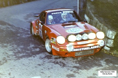 Francis Vincent - Willy Lux
20º Rally Sanremo 1978. Porsche 911 SC (VD 204561). Clasificado 3º.

Del 3 al 7 de Octubre, Sanremo, Liguria, Imperia, Italia.
Superficie: asfalto.

El Rally tenia un total de 1663.80 km de los que 893.80 km divididos en 56 tramos eran especiales, (1 fue cancelado, SS25 Santuario 1 de 7.30 km).

Se inscribieron 135 equipos, tomaron la salida 122, finalizaron 56.

© By Roche
@
Palabras clave: ;Porsche;Sanremo;1978