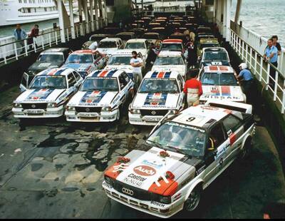 29º Rothmans Acropolis Rally 1982
En primera línea de la imagen:

9# Audi Quattro (IN-NU 40) de Michèle Mouton - Fabrizia Pons, clasificada 1ª.
Audi Sport

Detrás:

16# Nissan 240RS Giorgios Moschous - Alexandros Konstantakos "Simetra II", clasificado 5º.
N.I. Theocharakis

Al lado del Nissan:

6# Opel Ascona 400 (GG-CL 516) de Henri Toivonen - Fred Gallagher, clasificado 3º.
Rothmans Opel Rally Team

10# Opel Ascona 400 (GG-CK 196) de Jimmy McRae - Ian Grindrod, clasificado 6º
Rothmans Opel Rally Team

1# Opel Ascona 400 (GG-CK 196) de Walter Röhrl - Christian Geistdörfer, clasificado 2º.
Rothmans Opel Rally Team

También podemos ver:

17# Renault 5 Turbo de Alexandros Maniatopoulos "Leonidas" - Sotiris Kokkinis, clasificado 8º.

21# Nissan Violet GTS de Yoshio Iwashita - Y. Nakahara, excluído al final del Rally, desconocemos el motivo.

20# Fiat 131 Abarth (ELPA 23) de Pavlos Moschoutis - Stamatis Vellis "Silef", clasificado 7º.
Tre Gazzelle

12# Nissan Violet GT (KNY59HA2894) de Shekhar Mehta - Yvonne Mehta, clasificado 4º.
N.I. Theocharakis

125# Renault 18 de Christos Panourgias - K. Fertakis, excluido al final del Rally, desconocemos el motivo.

57# Citroën Visa Trophée de Christian Dorche - P. Thimonier, clasificado 12º.

Del 31 de Mayo al 3 de Junio, Atenas, Grecia.
Superficie: tierra.

El Rally tení­a un total de 2603.00 km de los que 1004.58 km divididos en 57 tramos eran especiales (dos de ellos fueron cancelados SS10 Moschokaria 1 de 10.00 km y SS38 Killini de 27 Km).

Tomaron la salida 136 equipos, finalizaron 32.
@
