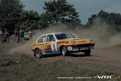 Russell Brookes - Ronan Morgan
15º Int. Hunsrück-Rallye 1982. Vauxhall Chevette 2300 HSR (XEG 550X). Clasificado 3º.
Andrews Heat for Hire

Del 15 al 18 de Julio, Trier, Alemania.
Superficie: asfalto - tierra.

El Rally constaba de 2 etapas con un total de 1100.00 km de los que 628.19 km divididos en 32 tramos eran cronometrados.

Tomaron la salida 202 equipos, finalizaron 117.

© Herman Janssen
@
Palabras clave: Vauxhall;Chevette;Hunsruck_Rallye;1982
