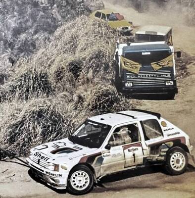 Carlos Alberto Reutemann - Jean-François Fauchille
5º Marlboro Rally Argentina 1985. Peugeot 205 Turbo 16 (709 EXC 75). Clasificado 3º.

Del 30 de Julio al 3 de Agosto, Buenos Aires - Cordoba, Argentina.
Superficie: tierra.

El Rally tenia un total de 2616.00 km de los que 956.71 km divididos en 23 tramos eran especiales.

Tomaron la salida 138 equipos, finalizaron 39.@
Palabras clave: Carlos_Reutemann;Peugeot;Turbo;Argentina;1985;Grupo_B