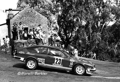 Yves Loubet - Jean-Bernard Vieu
29º Tour de Corse - Rallye de France 1985. Alfa Romeo Alfetta GTV6 (2888 US 06). Clasificado 5º.

Del 2 al 4 de Mayo, Ajaccio, Córcega, Francia.
Superficie: asfalto.

El Rally tenia un total de 1603.00 km de los que 1122.25 km divididos en 30 tramos eran especiales (1 de ellos fue cancelado, SS5 Sartene - Zonza de 44.23 km, por el fatal accidente de Attilio Bettega en el tramo anterior, SS4 Zerubia - Santa Giulia de 30.60 km).

Tomaron la salida 139 equipos, finalizaron 45.

© Morelli-Bertier
@@
Palabras clave: Alfa;Romeo;GTV6;Corcega;1985;Corse