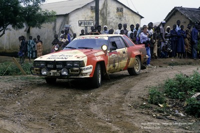 Alain Ambrosino - Daniel Le Saux
18º Rallye Cote d'Ivoire 1986. Nissan 240RS (GiW 3187). Clasificado 8º.

Del 24 al 27 de Septiembre, Yamoussoukro, Costa de Marfil.
Superficie: tierra.

El Rally tenia un total de 3763 km con 73 controles horarios.

Tomaron la salida 49 equipos, finalizaron 11.@
Palabras clave: Nissan;Costa_Marfil;Grupo_B;1986