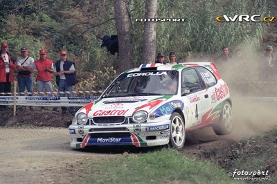 Didier Auriol - Denis Giraudet
41º Rallye Sanremo - Rallye d'Italia 1999. Toyota Corolla WRC (K-AM 8020). Clasificado 3º.
Toyota Castrol Team

Del 11 al 13 de Octubre, Sanremo, Liguria, Imperia, Italia.
Superficie: asfalto.

El Rally tenia un total de 1384.58 Km de los que 384.88 Km divididos en 18 tramos, eran especiales.

Se inscribieron 124 equipos, tomaron la salida 119, finalizaron 55.

© Fotosport
@@
Palabras clave: Toyota;Corolla;WRC;Sanremo;1999