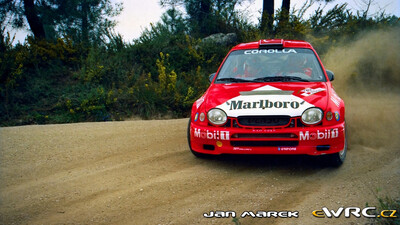 Volkan Isik - Erkan Bodur
33º TAP Rallye de Portugal 1999. Toyota Corolla WRC (K-AM 5020). Clasificado 7º.
Toyota Mobil Team Turkey

Del 21 al 24 de Marzo, Matosinhos, Porto, Portuigal.
Superficie: tierra.

El Rally tení­a un total de 1768.61 km de los que 399.51 km divididos en 23 tramos eran especiales (dos de ellos fueron cancelados SS18 Arganil - Coja 2 de 20.96 km y SS19 Salgueiro - Gois 2 de 19.70 km).

Se inscribieron 117 equipos, tomaron la salida 117, finalizaron 56.

© Jan Marek
@@
Palabras clave: Toyota;Corolla;WRC;Portugal;1999