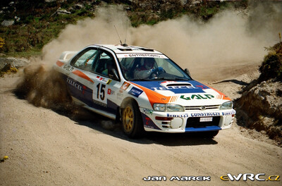 Rui Madeira - Nuno Rodrigues da Silva
33º TAP Rallye de Portugal 1999. Subaru Impreza 555 (P162 EUD). Clasificado 9º.
Procar Rally Team

Del 21 al 24 de Marzo, Matosinhos, Porto, Portuigal.
Superficie: tierra.

El Rally tení­a un total de 1768.61 km de los que 399.51 km divididos en 23 tramos eran especiales (dos de ellos fueron cancelados SS18 Arganil - Coja 2 de 20.96 km y SS19 Salgueiro - Gois 2 de 19.70 km).

Se inscribieron 117 equipos, tomaron la salida 117, finalizaron 56.

© Jan Marek
@@
Palabras clave: Subaru;Impreza;Portugal;1999