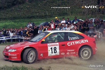 Philippe Bugalski - Jean-Paul Chiaroni
41º Rallye Sanremo - Rallye d'Italia 1999. Citroën Xsara Kit Car (22 BJM 92). Abandonó por accidente en SS18 Colle Langan 2 de 40.61 km.
Automobiles Citroën

Del 11 al 13 de Octubre, Sanremo, Liguria, Imperia, Italia.
Superficie: asfalto.

El Rally tenia un total de 1384.58 Km de los que 384.88 Km divididos en 18 tramos, eran especiales.

Se inscribieron 124 equipos, tomaron la salida 119, finalizaron 55.

© Fotosport
@@
Palabras clave: Citroen;Kit_Car;Sanremo;1999