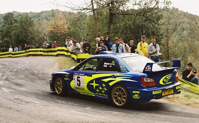 Richard Burns - Robert Reid
37º Rallye Catalunya - Costa Brava - Rallye de España 2001. Subaru Impreza S7 WRC 01 (X 7 SRT). Clasificado 7º.
Subaru World Rally Team

Del 22 al 25 de Marzo, Lloret de Mar, Girona, Catalunya, España.
Superficie: asfalto.

El Rally tenia un total de 1779.13 km de los que 383.18 km divididos en 18 tramos eran especiales, (una de ellas fue cancelada SS12 La Riba 2 de 35.89 Km).

Se inscribieron 79 equipos, tomaron la salida 76, finalizaron 36.

© Petr Fitz
@
Palabras clave: Subaru;Impreza;Catalunya;Costa_Brava;2001