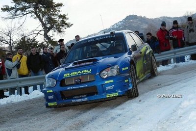 Mikko Hirvonen - Jarmo Lehtinen
72º Rallye Automobile de Monte-Carlo 2004. Subaru Impreza S9 WRC 03 (S 800 WRT). Abandonó por accidente en SS9 Sigale - Col de Bleine 1 de 28.39 km.

Del 23 al 25 de Enero, Monaco.
Superficie: asfalto.

El Rally tenia un total de 1,331.92 Km de los que 389.12 Km divididos en 15 tramos, eran especiales (2 de ellos fueron cancelados SS1 Selonnet - Breziers 1 de 22.64 Km y SS10 Tourette du Chateau - St Antonin 2 de 24.80 Km. Uno de ellos se dio con tiempo de tramo teórico a todos los equipos, SS8 Tourette du Chateau - St Antonin 1 de 24.80 Km).

Se inscribieron 45 equipos, tomaron la salida 43, finalizaron 20.

© Petr Lusk
@
Palabras clave: Mikko_Hirvonen;Montecarlo;Subaru;Impreza;WRC;2004;Nieve