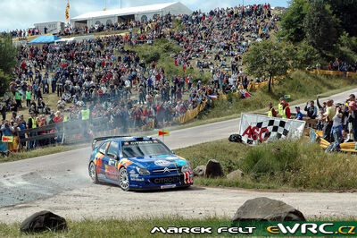 Toni Gardemeister - Jakke Honkanen
25º OMV ADAC Rallye Deutschland 2006. Citroën Xsara WRC (387 DRG 78). Clasificado 4º.
Astra Racing

Del 11 al 13 de Agosto, Trier, Rhineland-Palatinate.
Superficie: asfalto.

El Rally constaba de 3 etapas con un total de 1300.48 km de los que 349.11 km divididos en 19 tramos eran cronometrados.

Tomaron la salida 73 equipos, finalizaron 56.

© Marek Felt
@@
Palabras clave: Citroen;Xsara;WRC;Alemania;Deutschland;2006