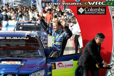 Petter Solberg - Phil Mills
6º Rally de Japan 2006. Subaru Impreza S12 WRC '06 (HT55 SRT). Clasificado 7º.
Subaru World Rally Team

Del 1 al 3 de Octubre, Obihiro, Hokkaido.
Superficie: tierra.

El Rally constaba de 3 etapas con un total de 1586.52 km de los que 345.72 km divididos en 27 tramos eran cronometrados.

Tomaron la salida 87 equipos, finalizaron 78.

© Dan Vrubel
@@
Palabras clave: Subaru;Impreza;WRC;Japon;2006