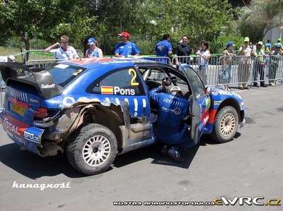 Xevi Pons - Carlos del Barrio
53º BP Ultimate Acropolis Rally of Greece 2006. Citroën Xsara WRC (823 DPT 78). Clasificado 8º.
Kronos Racing

Del 2 al 4 de Junio, Athens.
Superficie: tierra.

El Rally constabade 3 etapas con un tenia un total de 1279.29 km de los que 355.62 km divididos en 18 tramos eran cronometrados.

Se inscribieron 91 equipos, tomaron la salida 84, finalizaron 69.

© Kostas Anagnostopoulos
@@
Palabras clave: Citroen;Xsara;WRC;Acropolis;Grecia;Atenas;2006