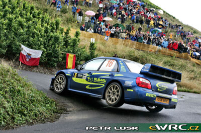 Chris Atkinson - Glenn Macneall
25º OMV ADAC Rallye Deutschland 2006. Subaru Impreza S11 WRC '05 (JC54 WRC). Clasificado 8º.
Red Bull Skoda

Del 11 al 13 de Agosto, Trier, Rhineland-Palatinate.
Superficie: asfalto.

El Rally constaba de 3 etapas con un total de 1300.48 km de los que 349.11 km divididos en 19 tramos eran cronometrados.

Tomaron la salida 73 equipos, finalizaron 56.

© Petr Lusk
@@
Palabras clave: Subaru;Impreza;WRC;Alemania;2006