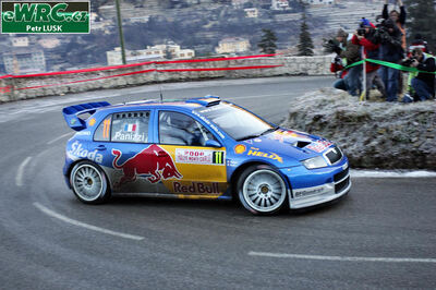 Gilles Panizzi - Hervé Panizzi
74º Rallye Automobile de Monte-Carlo 2006. Skoda Fabia WRC (4S5 3382). Clasificado 10º.
Red Bull Skoda

Del 20 al 22 de Enero, Monaco.
Superficie: asfalto - nieve.

El Rally tenia un total de 1294.89 Km de los que 366.39 km divididos en 18 tramos eran especiales, (2 de ellas fueron canceladas SS3 Pierlas - Ilonse 1 de 23.22 Km y SS11 La Tour sur Tinee - Utelle 2 de 18.73 Km).

Se inscribieron 53 equipos, tomaron la salida 51, finalizaron 43.

© Petr Lusk
@@
Palabras clave: Skoda;Fabia;WRC;Montecarlo;2006