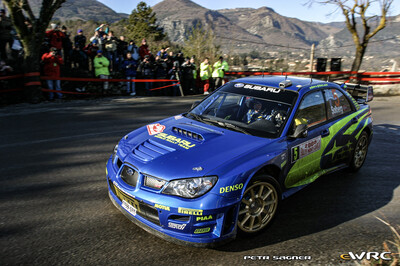 Petter Solberg - Phil Mills
74º Rallye Automobile de Monte-Carlo 2006. Subaru Impreza S12 WRC 06 (FT55 SRT). Abandonó por motor (pérdida de aceite) en SS7 Sigale - Bif. D10/D110 de 22.54 km.
Subaru World Rally Team

Del 20 al 22 de Enero, Monaco.
Superficie: asfalto - nieve.

El Rally tenia un total de 1294.89 Km de los que 366.39 km divididos en 18 tramos eran especiales, (2 de ellas fueron canceladas SS3 Pierlas - Ilonse 1 de 23.22 Km y SS11 La Tour sur Tinee - Utelle 2 de 18.73 Km).

Se inscribieron 53 equipos, tomaron la salida 51, finalizaron 43.

© Petr Sagner
@@
Palabras clave: Subaru;Impreza;WRC;Montecarlo;2006